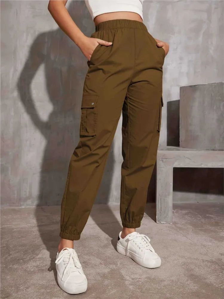 Lässige Y2K-Cargohose – High Waist, Wide Leg & Utility Style